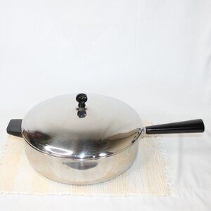 VTG FARBERWARE STAINLESS 12" CHICKEN DEEP FRYER w/LID ALUMINUM CLAD #77 USA